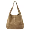 Camilla PREMIUM 10.006 taupe női velúr bőr válltáska 35 x 32 x 15 cm