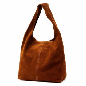   Camilla PREMIUM 10.006 konyakbarna női velúr bőr válltáska 35 x 32 x 15 cm