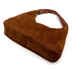   Luka 26-050 konyakbarna női velúr bőr válltáska 44 x 23 x 13 cm