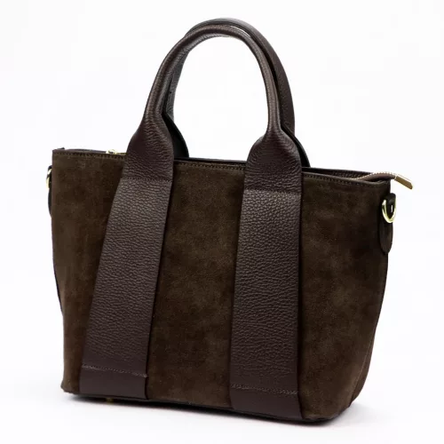 Luka 26-051 barna női velúr bőr kézitáska, oldaltáska 32 x 22 x 13 cm