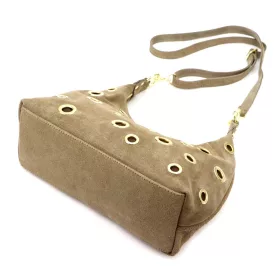   Luka 26-052 taupe női velúr bőr válltáska, oldaltáska 35 x 26 x 13 cm