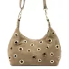 Luka 26-052 taupe női velúr bőr válltáska, oldaltáska 35 x 26 x 13 cm