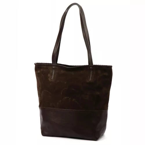 Luka 26-048 barna női bőr válltáska, shopper 40 x 37 x 15 cm