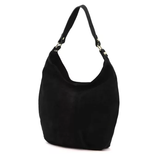 Luka 26-049 fekete női velúr bőr válltáska 34 x 30 x 15 cm