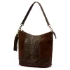Luka 26-027 CROCO barna női bőr válltáska 26 x 26 x 16 cm