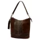 Luka 26-027 CROCO barna női bőr válltáska 26 x 26 x 16 cm