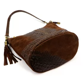   Luka 26-027 CROCO barna női bőr válltáska 26 x 26 x 16 cm