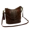 Luka 26-027 CROCO barna női bőr válltáska 26 x 26 x 16 cm