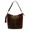 Luka 26-027 CROCO barna női bőr válltáska 26 x 26 x 16 cm