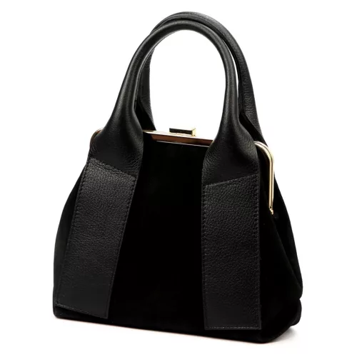 Luka 26-064 fekete női velúr bőr kézitáska 26 x 21 x 12 cm