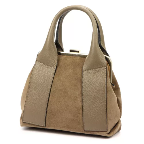 Luka 26-064 taupe női velúr bőr kézitáska 26 x 21 x 12 cm