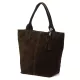 Luka 26-026 sötétbarna női velúr bőr válltáska, shopper 40 x 35 x 18 cm