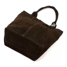   Luka 26-026 sötétbarna női velúr bőr válltáska, shopper 40 x 35 x 18 cm