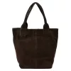 Luka 26-026 sötétbarna női velúr bőr válltáska, shopper 40 x 35 x 18 cm