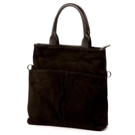   Luka 26-066 sötétbarna női velúr bőr kézitáska, oldaltáska 36 x 32 x 10 cm