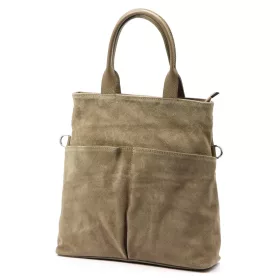   Luka 26-066 taupe női velúr bőr kézitáska, oldaltáska 36 x 32 x 10 cm