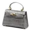 Luka 24-089 CROCO szürke női krokodil mintás bőr kézitáska, oldaltáska 21 x 14 x 8 cm