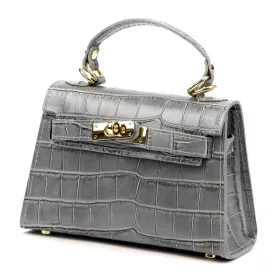   Luka 24-089 CROCO szürke női krokodil mintás bőr kézitáska, oldaltáska 21 x 14 x 8 cm