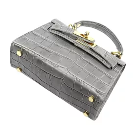   Luka 24-089 CROCO szürke női krokodil mintás bőr kézitáska, oldaltáska 21 x 14 x 8 cm