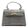 Luka 24-089 CROCO szürke női krokodil mintás bőr kézitáska, oldaltáska 21 x 14 x 8 cm