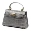 Luka 24-089 CROCO szürke női krokodil mintás bőr kézitáska, oldaltáska 21 x 14 x 8 cm