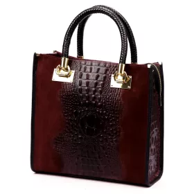  Luka 26-072 CROCO bordó női velúr krokodil mintás bőr kézitáska 30 x 28 cm