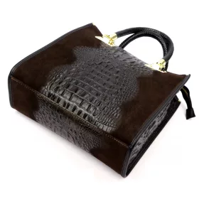 Luka 26-072 CROCO barna női bőr kézitáska