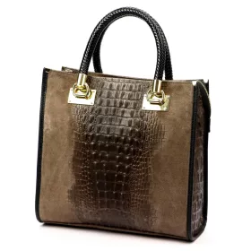 Luka 26-072 CROCO taupe női bőr kézitáska