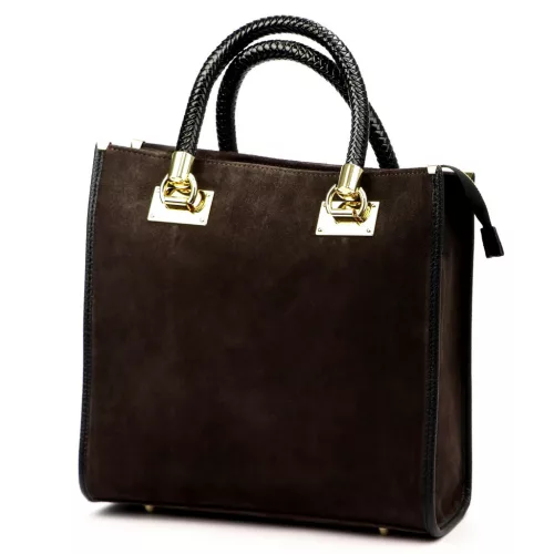 Luka 26-073 barna női velúr bőr kézitáska 30 x 29 x 13 cm