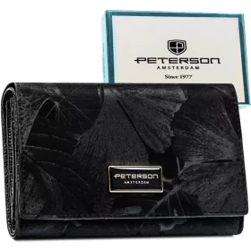   Peterson PTN PS112-MLF RFID fekete női bőr pénztárca 14,5 x 9,5 x 3 cm