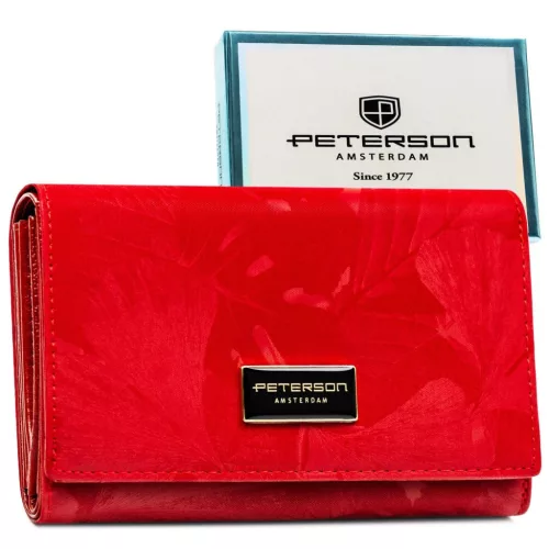 Peterson PTN PS112-MLF RFID piros női bőr pénztárca 14,5 x 9,5 x 3 cm