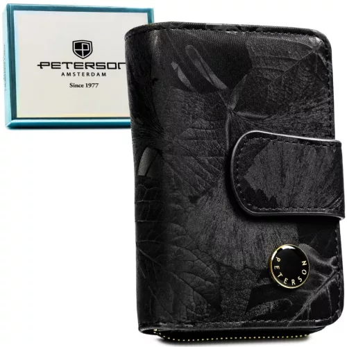 Peterson PTN PS115-MLF RFID fekete női bőr pénztárca 14,5 x 9,5 x 3 cm