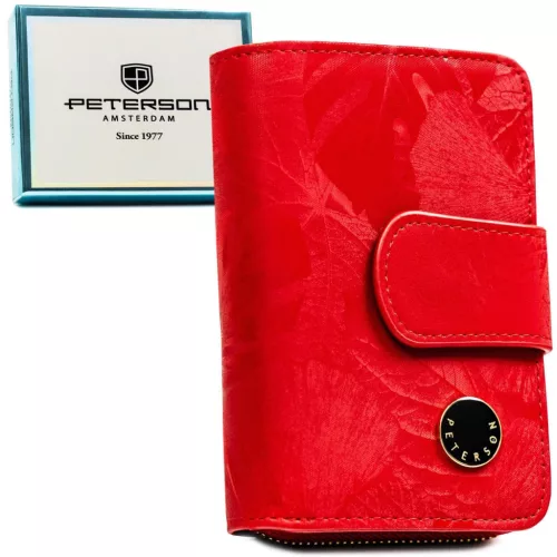 Peterson PTN PS115-MLF RFID piros női bőr pénztárca 14,5 x 9,5 x 3 cm