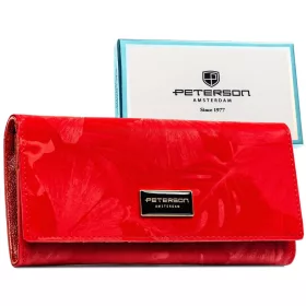   Peterson PTN PS401-MLF nagyméretű piros női bőr pénztárca 18.5 x 9.5 x 2.5 cm, RFID