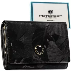   Peterson PTN PS445-MLF fekete női bőr pénztárca 14,5 x 9,5 x 3 cm, RFID