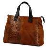 Luka 26-034 CROCO konyakbarna női bőr kézitáska 40 x 28 x 15 cm