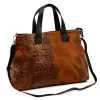 Luka 26-034 CROCO konyakbarna női bőr kézitáska 40 x 28 x 15 cm