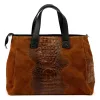 Luka 26-034 CROCO konyakbarna női bőr kézitáska 40 x 28 x 15 cm