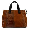 Luka 26-034 CROCO konyakbarna női bőr kézitáska 40 x 28 x 15 cm