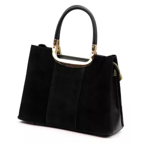   Luka 26-069 fekete női velúr bőr kézitáska, oldaltáska 28,5 x 22 x 13 cm