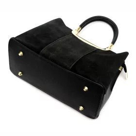   Luka 26-069 fekete női velúr bőr kézitáska, oldaltáska 28,5 x 22 x 13 cm