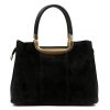 Luka 26-069 fekete női velúr bőr kézitáska, oldaltáska 28,5 x 22 x 13 cm