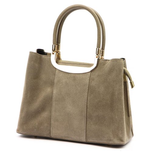 Luka 26-069 taupe női velúr bőr kézitáska, oldaltáska 28,5 x 22 x 13 cm