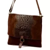 Luka 26-076 CROCO barna női velúr bőr kézitáska, válltáska 31 x 26 x 5 cm
