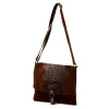 Luka 26-076 CROCO barna női velúr bőr kézitáska, válltáska 31 x 26 x 5 cm