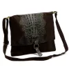 Luka 26-076 CROCO sötétbarna női velúr bőr kézitáska, válltáska 31 x 26 x 5 cm