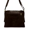 Luka 26-076 CROCO sötétbarna női velúr bőr kézitáska, válltáska 31 x 26 x 5 cm