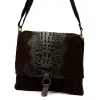 Luka 26-076 CROCO sötétbarna női velúr bőr kézitáska, válltáska 31 x 26 x 5 cm