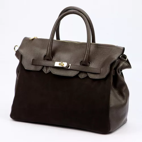 Camilla PREMIUM 10.009 sötétbarna női bőr kézitáska 40 x 30 x 19 cm