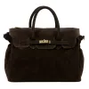 Camilla PREMIUM 10.010 barna női velúr bőr kézitáska 40 x 30 x 18 cm